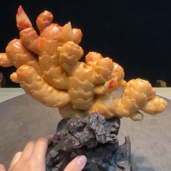 七***剑寿山石生姜摆件艺术品