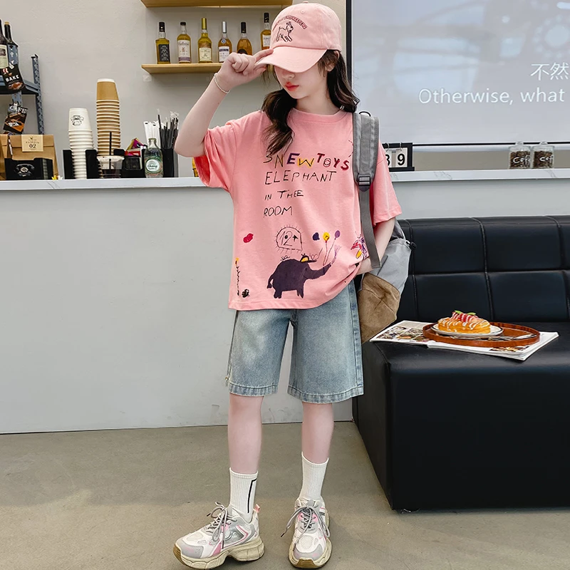 女童夏装套装2025新款6-12岁15岁中大童小女孩洋气休闲短裤两件套