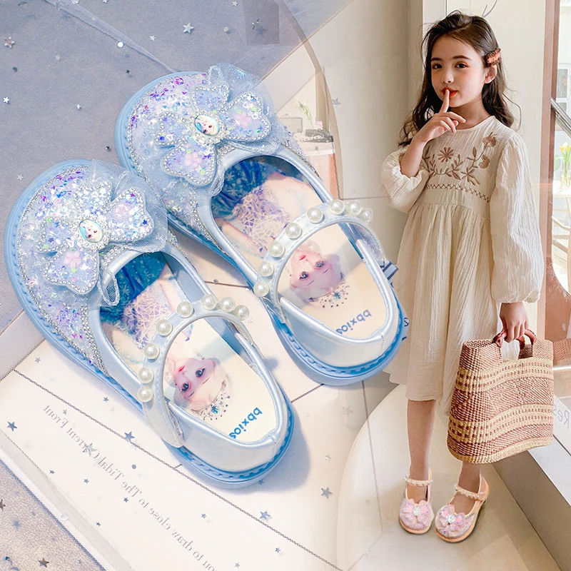 ABC女童爱莎公主鞋春秋新款冰雪奇缘儿童水晶鞋宝宝凉鞋软底鞋子