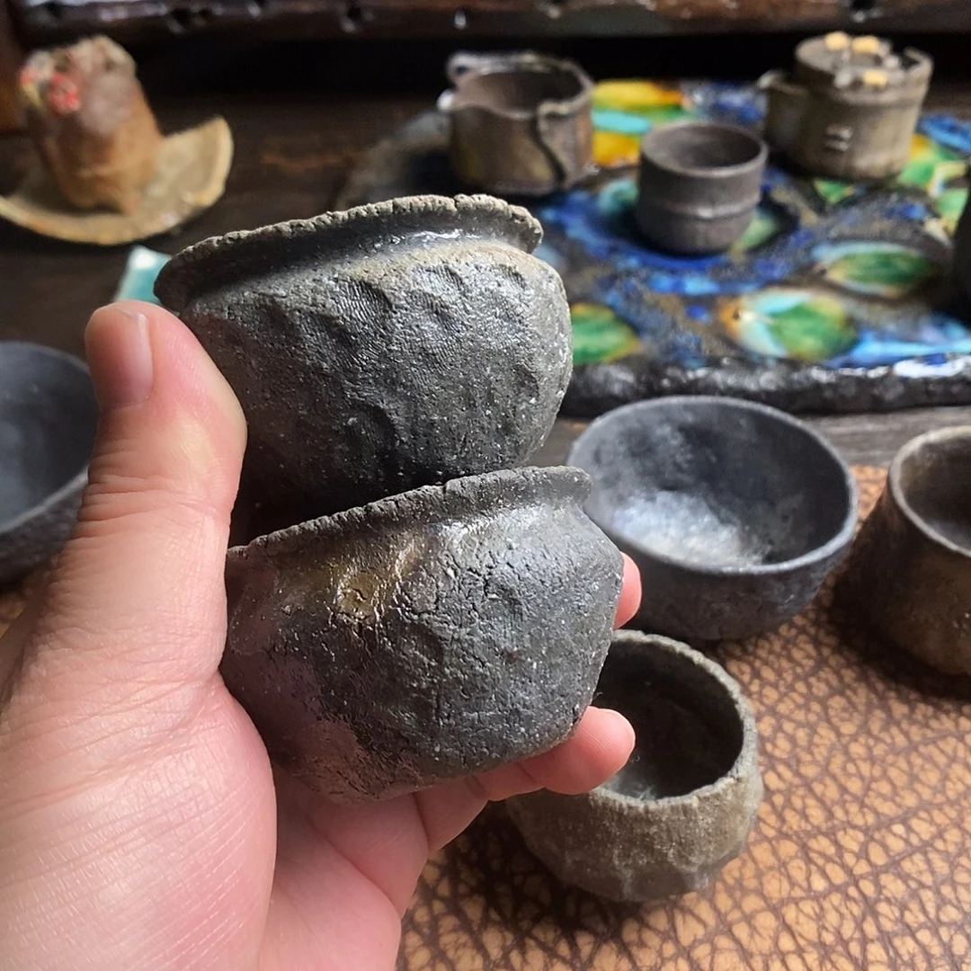 功***就手工制作柴烧茶具