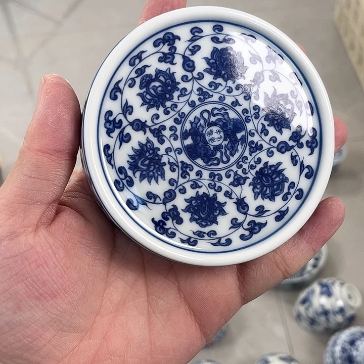 瓷片景德镇青花缠枝莲盖置