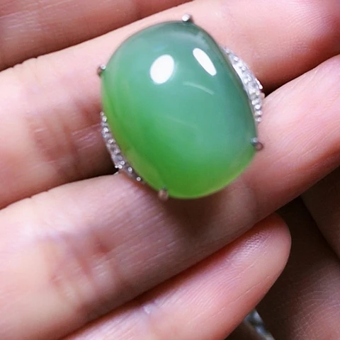 和田玉银S925镶嵌戒指