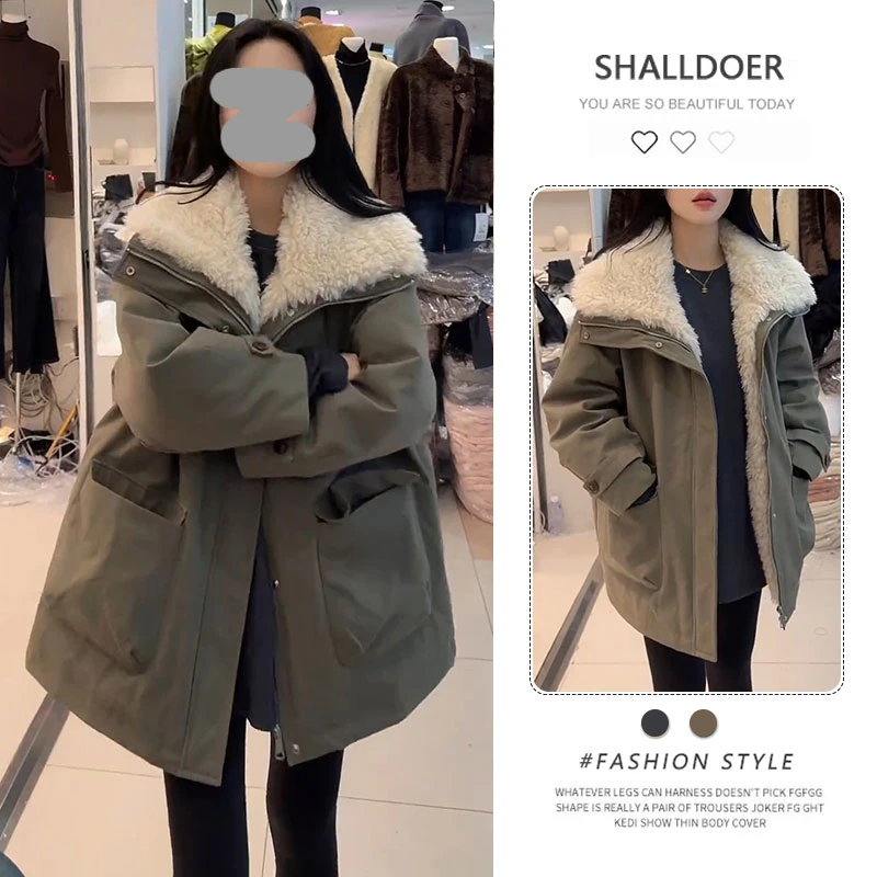 2026新款高级感气质百搭加厚保暖外套宽松显瘦中长款派克棉服女士