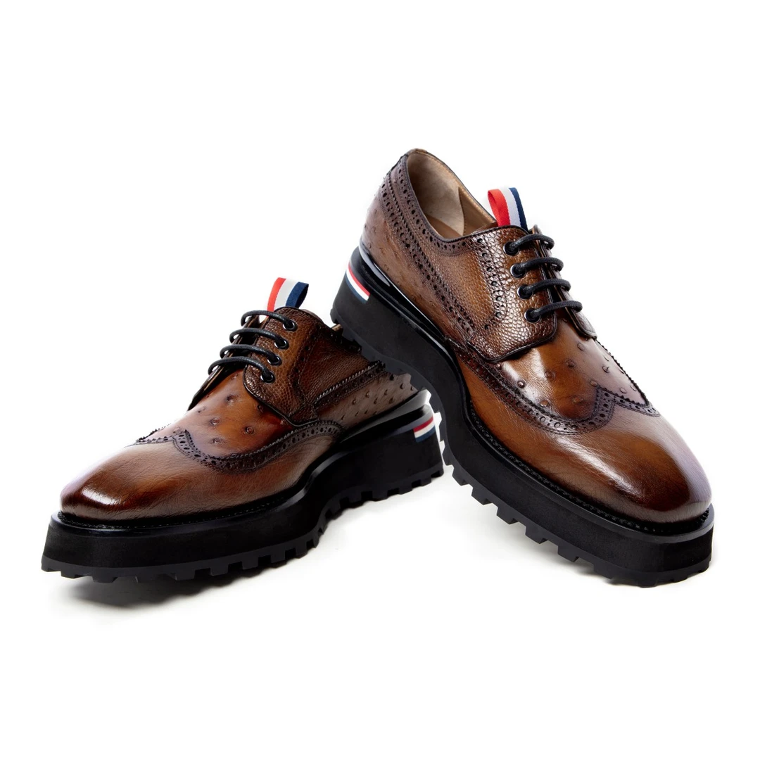 【翼龙鸵鸟】LEIZILEI原创设计进口南非鸵鸟皮高端商务正装休闲鞋