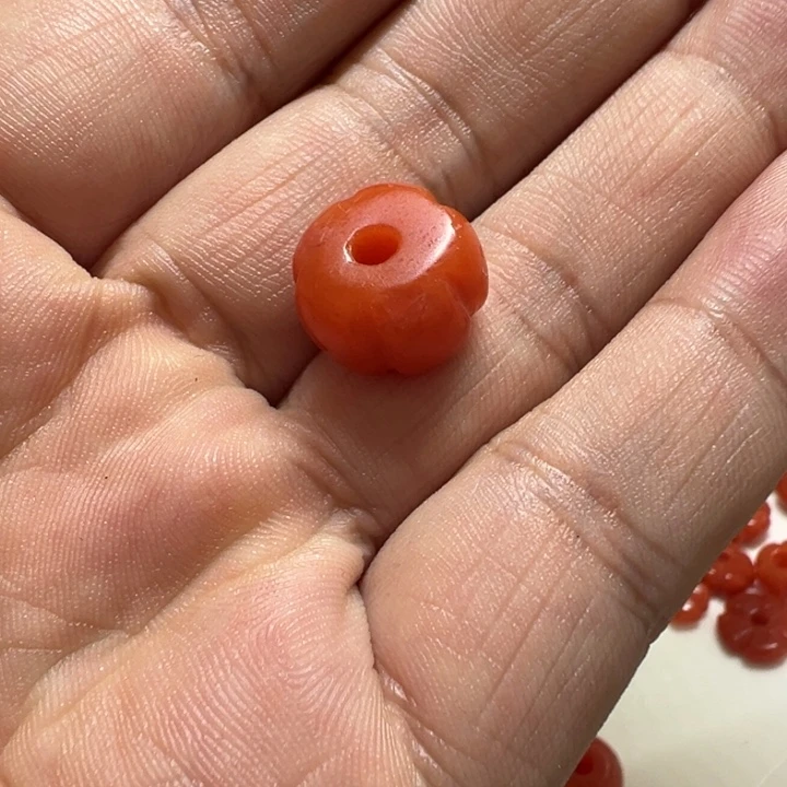 琉璃非金属叶琉璃红色手工珠子