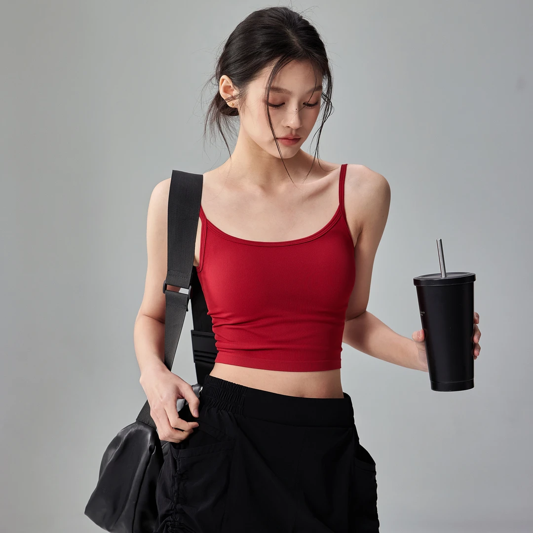 岚纹一体式运动内衣女美背防震跑步健身文胸速干外穿吊带瑜伽背心