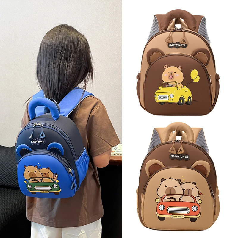 跨境可爱水豚卡皮巴拉男女孩儿童背包幼儿园大中小班学生双肩书包