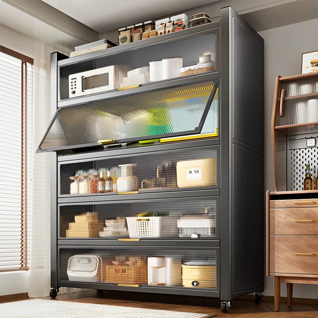 芒达厨房客厅餐厅家用多功能置物柜简约多层防尘收纳柜加厚储物柜