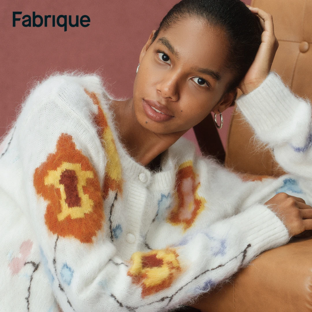 【Fabrique】 Kambi【CC雨涵同款】羊驼毛绵羊毛刺绣嵌花复古针织开衫