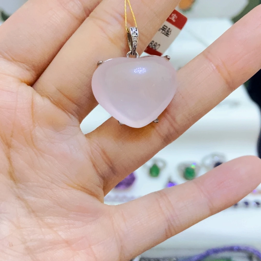 吊坠(不含链)银S925镶嵌芙蓉石吊坠