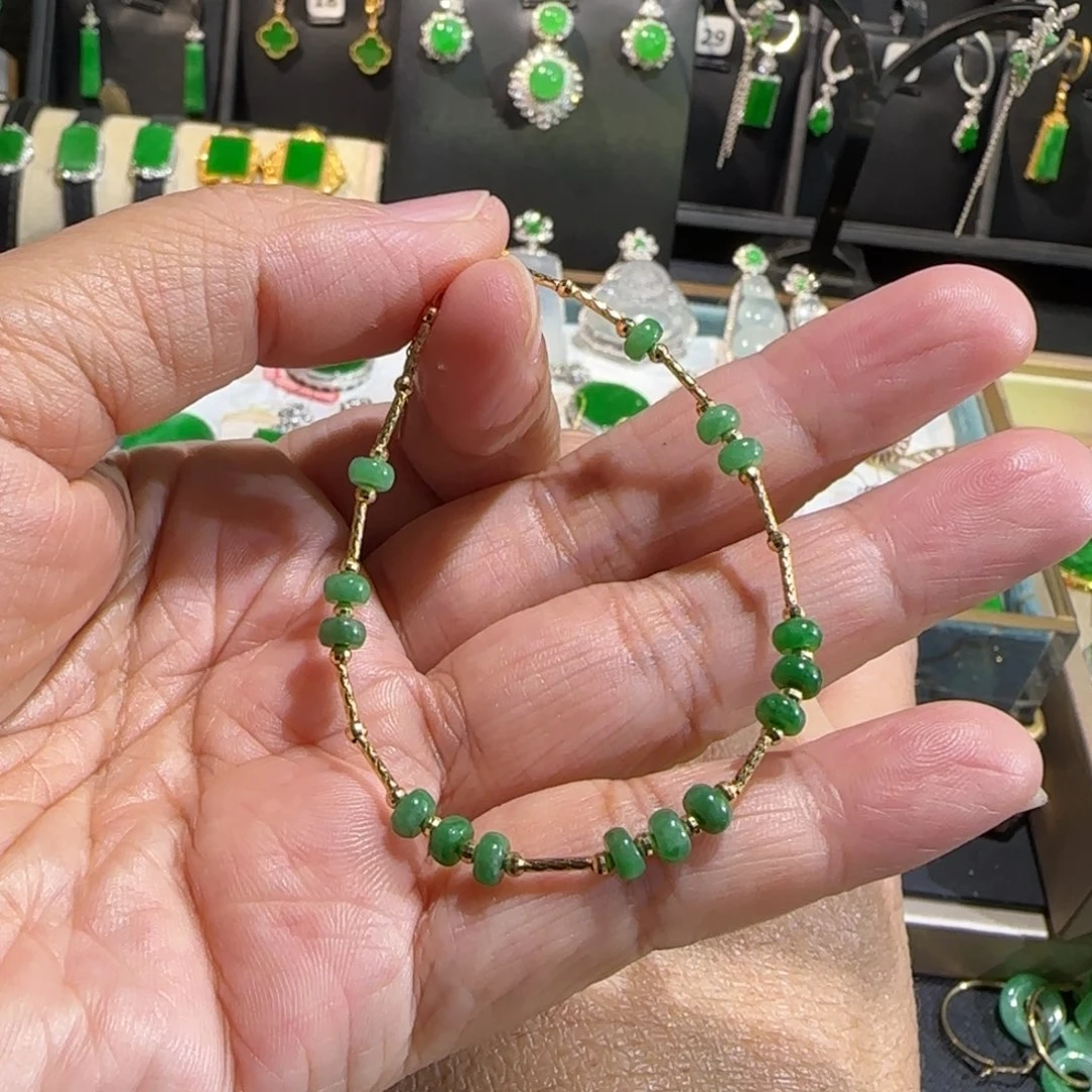 翡翠18K金镶嵌颈饰手链