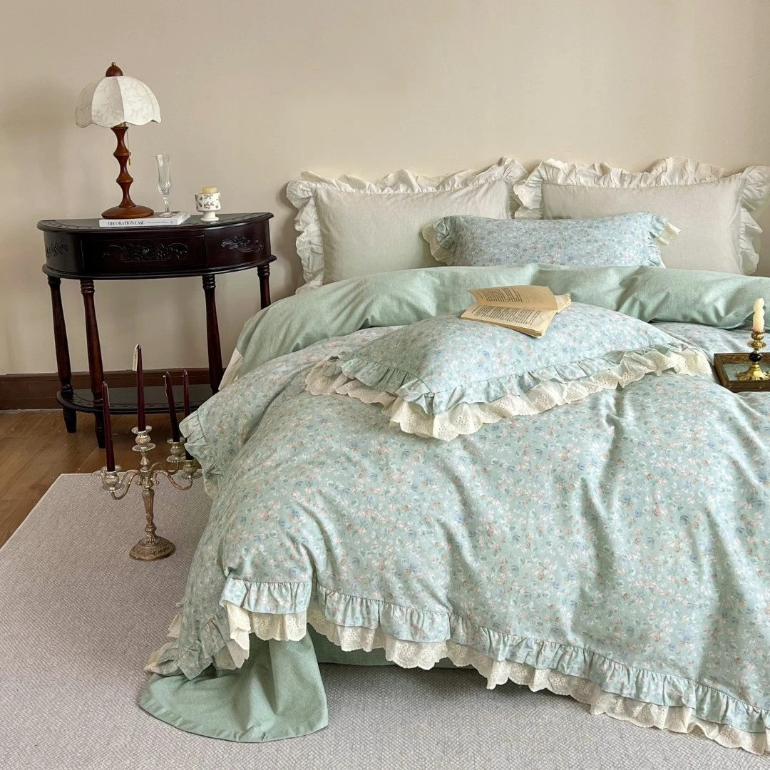 棉被套单被刺绣保暖透气纯色95%以上床品套件防滑