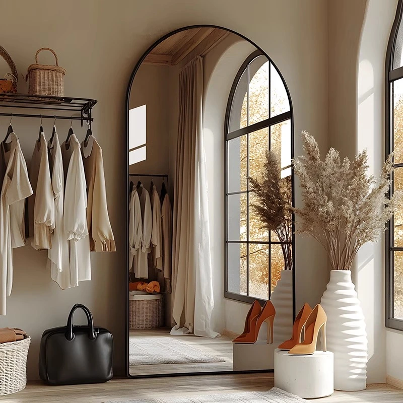 轻奢高级感穿衣镜大尺寸全身落地镜家用直播服装店专用显瘦试衣镜