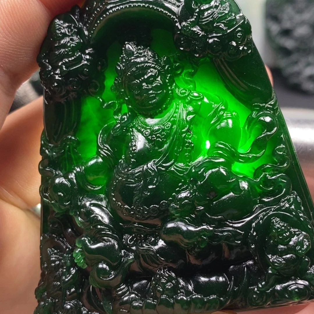 定制翡翠未镶嵌天然翡翠A货五色财神