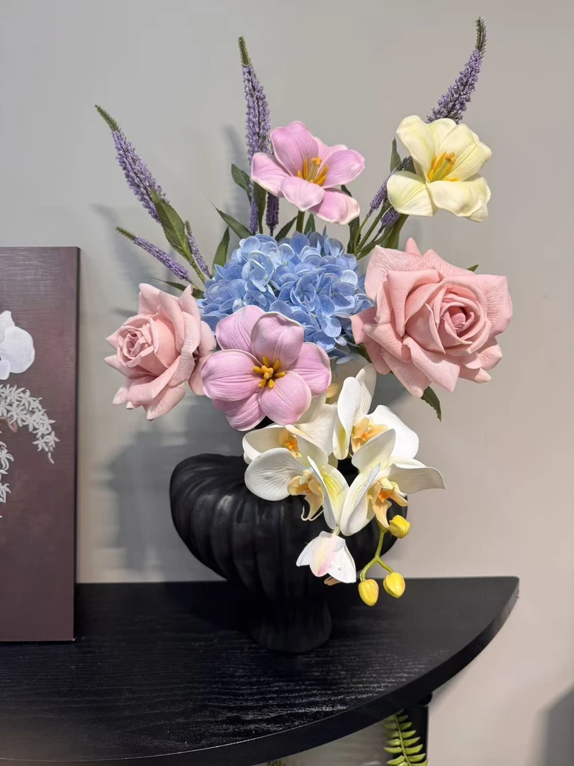 柔梦漫屿轻奢紫色系仿真花束家居餐桌个性高颜值花艺摆件