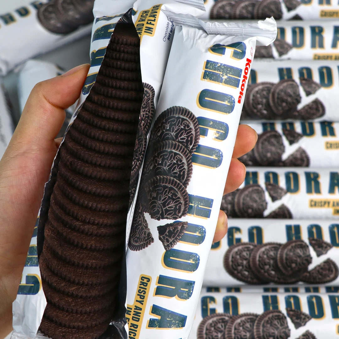 印尼进口kokola罗达牌巧克力味饼干袋装网红小黑饼小吃休闲零食品