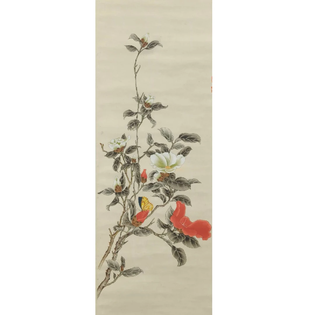zp045《花卉》于fa 125*45（5.2平尺）纸本立轴