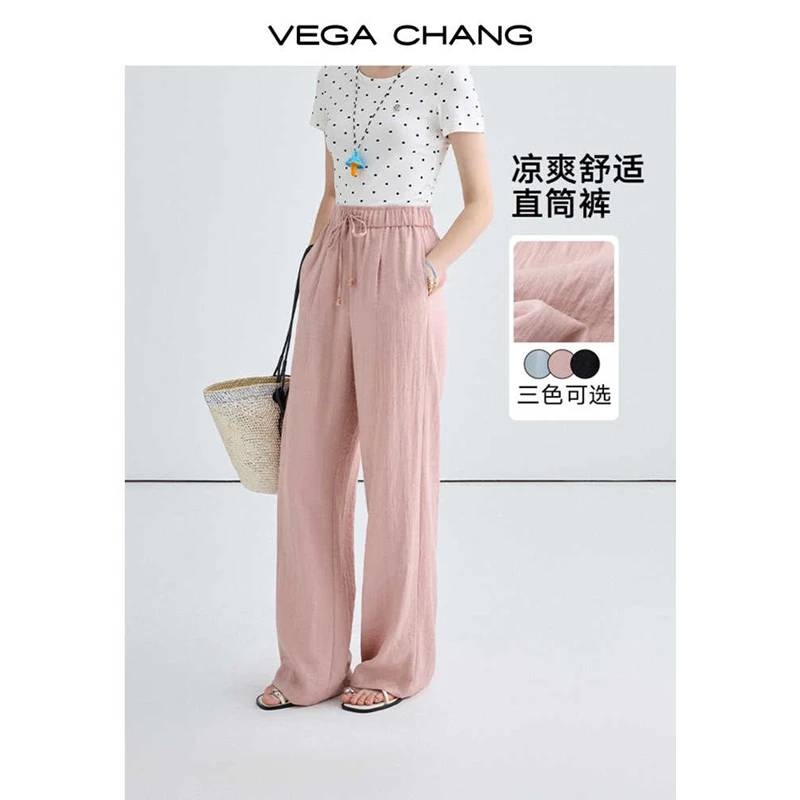 VEGA CHANG休闲裤女2025年夏季新款设计感宽松显瘦垂感直筒休闲裤