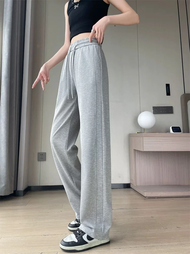 723 韩版高腰窄版阔腿冰丝凉感休闲长裤（J013）