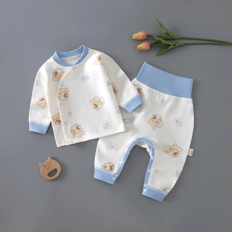婴儿A类纯棉高腰保暖分体秋衣秋裤套装新生儿宝宝四季家居服睡衣