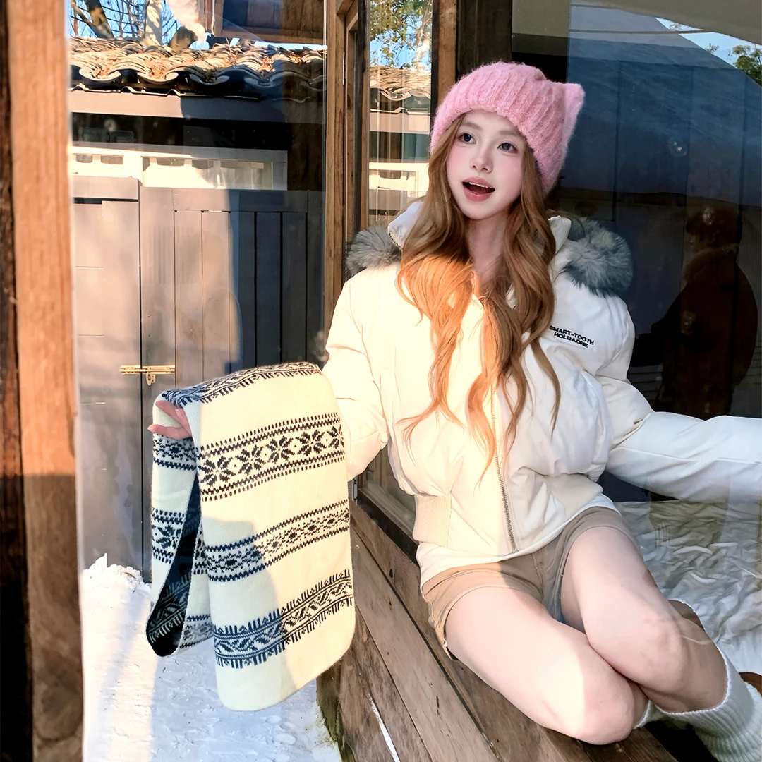 Holocene美式潮牌秋冬季短款毛领棉服女生超好看小个子棉衣3956