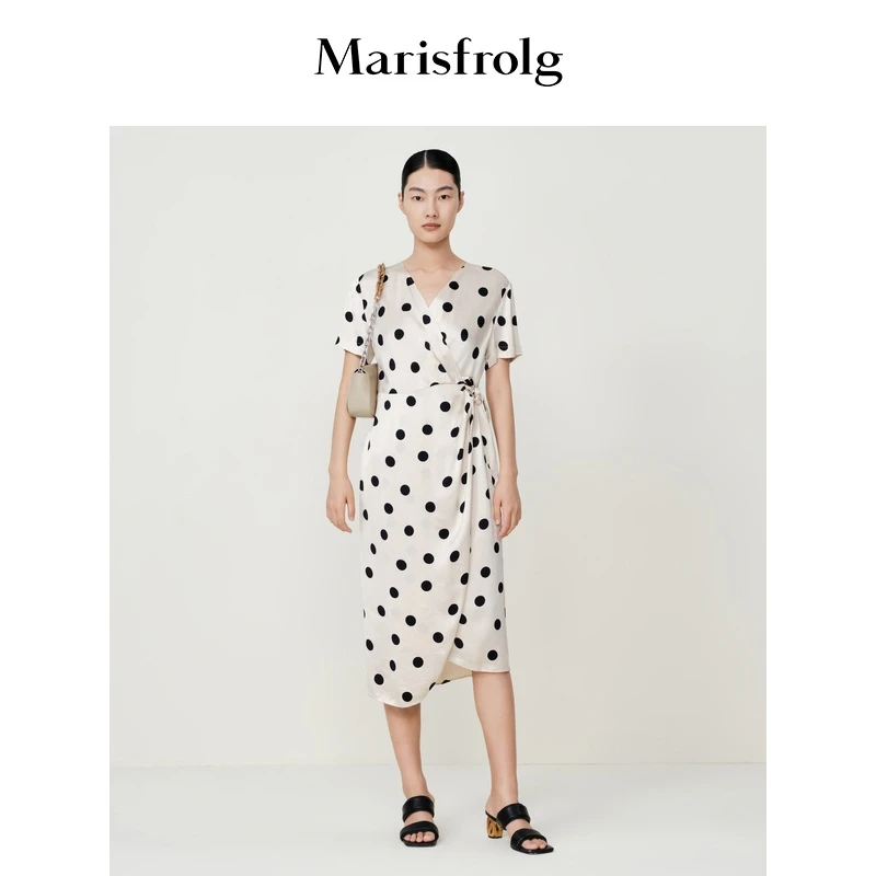Marisfrolg/玛丝菲尔夏季法式不规则波点印花连衣裙A1AY27716