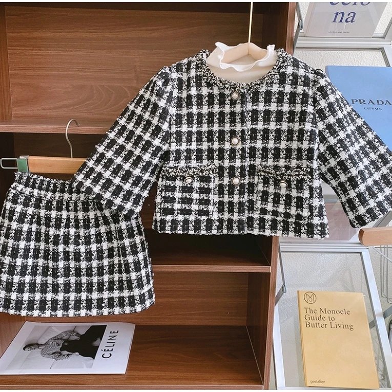 秋款女童小香风外套+半身裙套装 RQ398