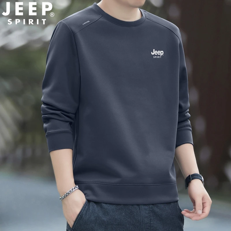 JEEP吉普卫衣男圆领春秋新款百搭宽松长袖体恤运动外套上衣打底衫