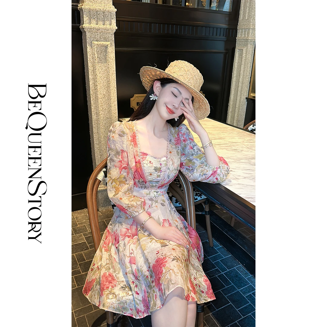 余潇潇【宫廷花宴】珠片蕾丝花边a字型短款连衣裙配吊带