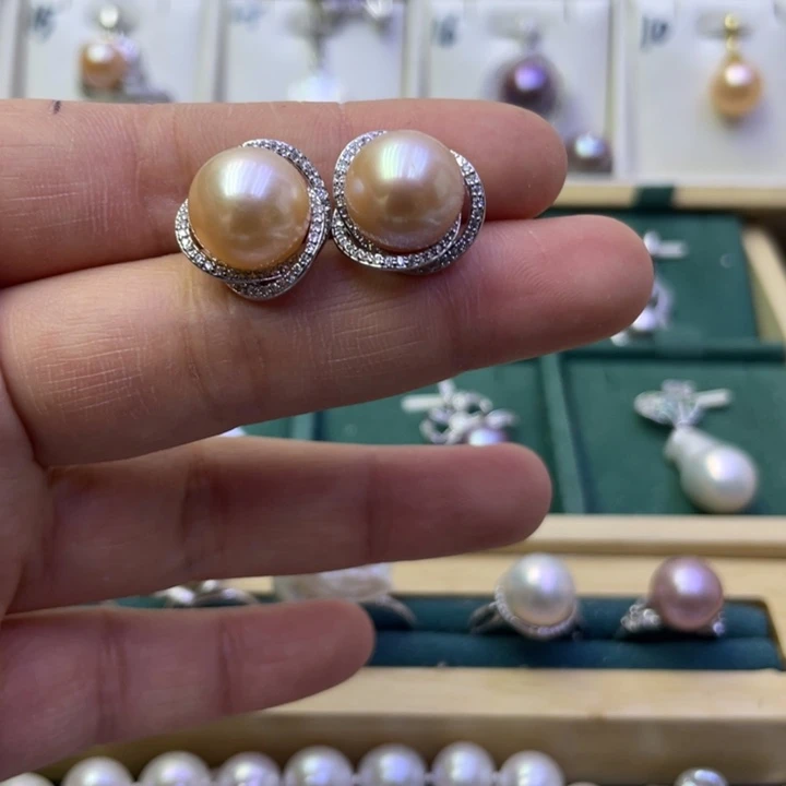 淡水珍珠耳饰银S925镶嵌