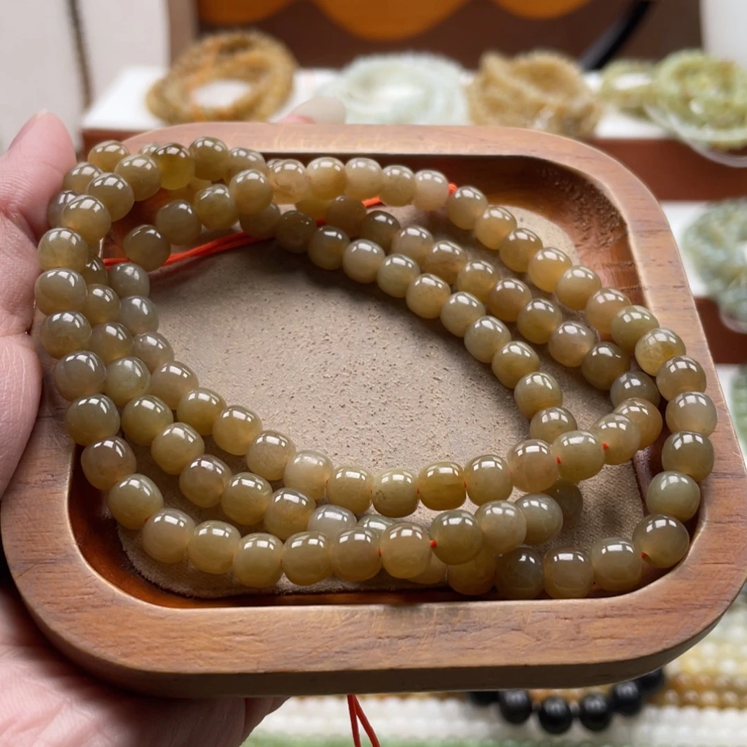 和田玉未镶嵌毛衣链珠串6*7mm