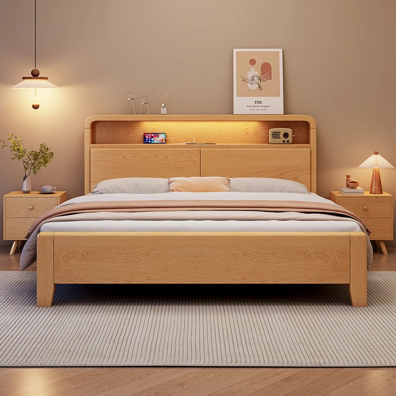 实木床现代简约1米8双人床工厂直销1.5m出租房用经济型单人床架