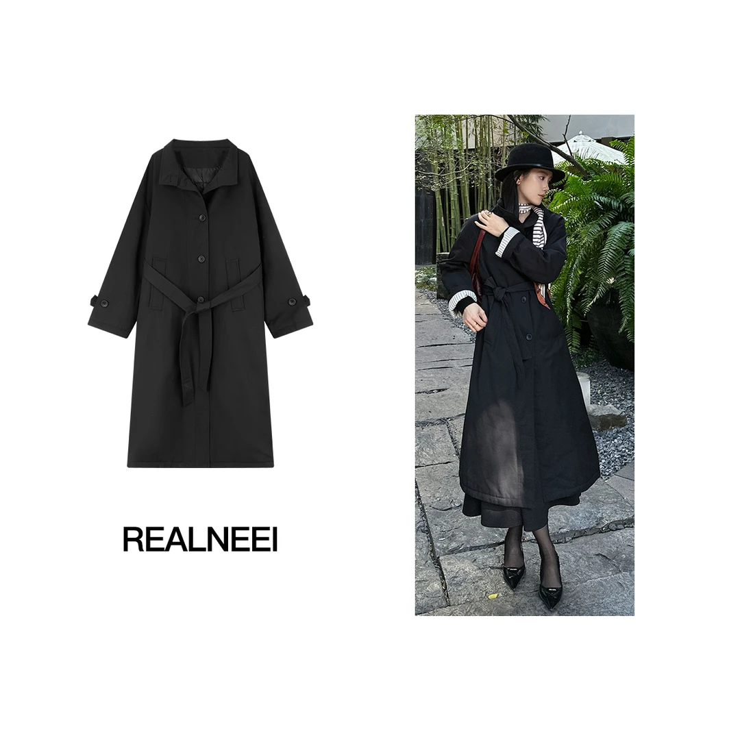 邂逅查理丨25年冬季新品高智感90鹅绒收腰翻领廓形羽绒外套X7707