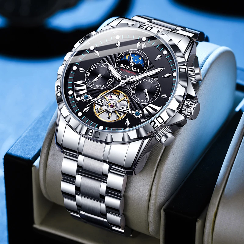 宾卡达（binkada）新款时尚潮流男士全自动机械腕表【zs】