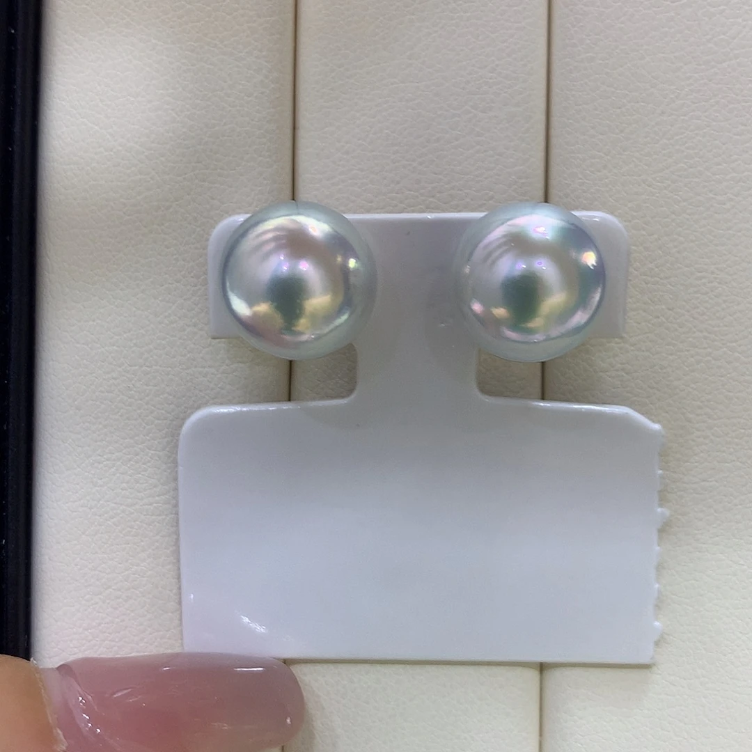 18K金镶嵌耳饰海水珍珠12-13mm澳白