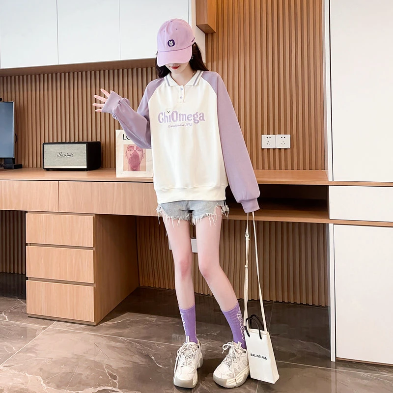 春秋季洋气长袖卫衣女韩版宽松显瘦设计感时尚百搭休闲上衣网红