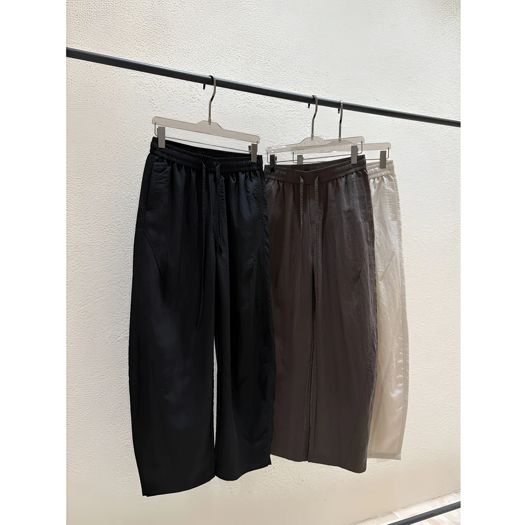 定制面料！莱赛尔天丝超薄透气凉感阔腿弯刀裤宽松抽绳休闲长裤