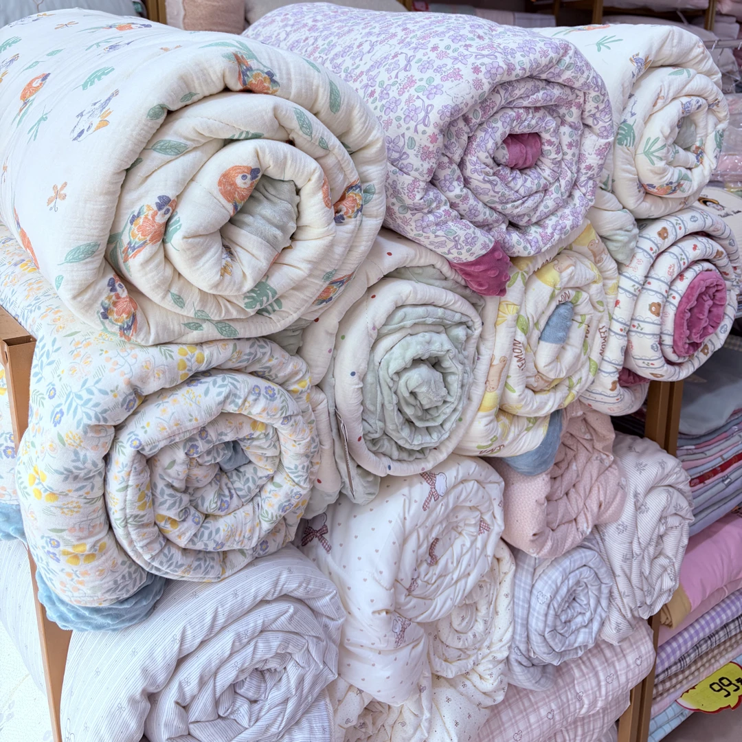 全棉皱皱纱印花小清新豆豆被春秋被