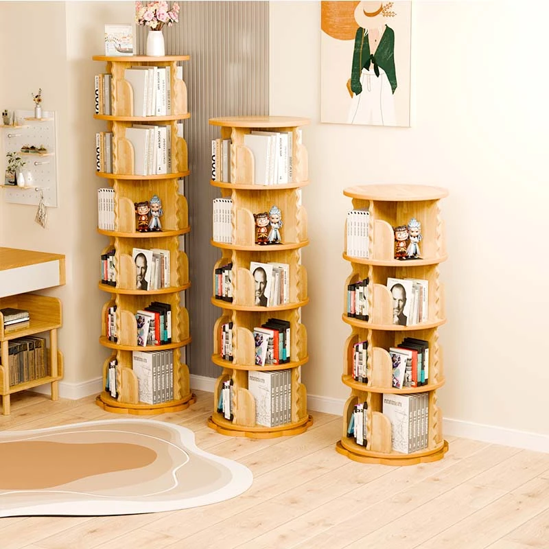 【直播间专属】实木儿童书架360°落地旋转简易家用