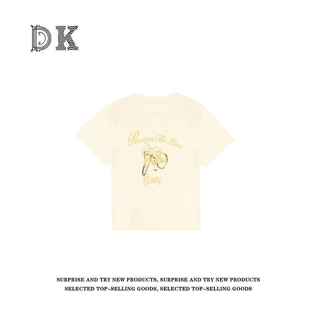 『花样年华』2025年夏季新款设计感百搭休闲欧若风圆领T恤【DK】