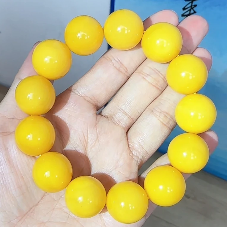 【齐福珠宝】XQ0061/17mm天然蜜蜡俄料色标圆珠手串 （多样性发其一）