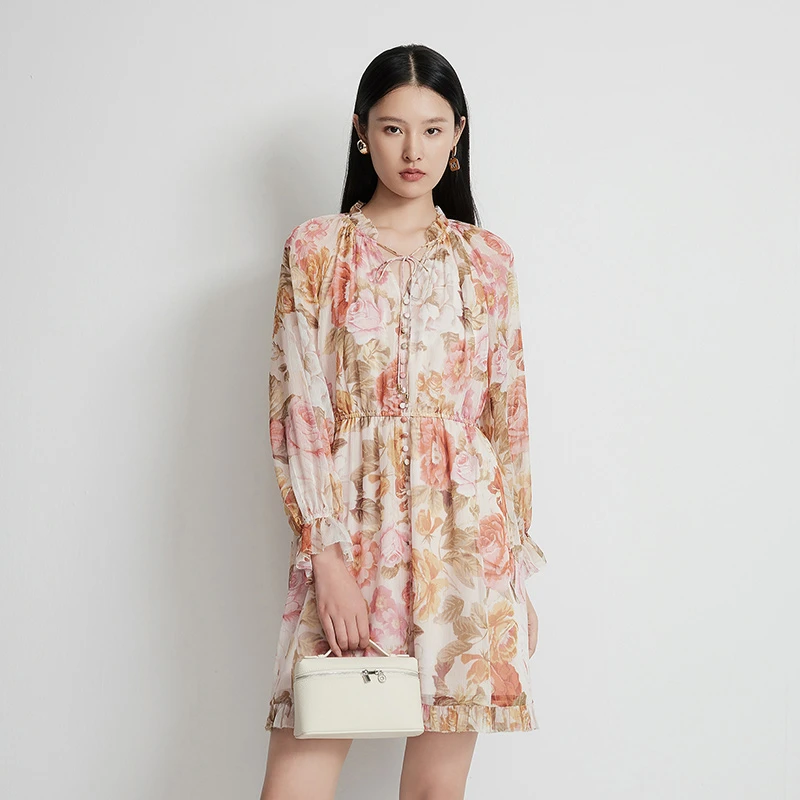 Migaino/曼娅奴时尚设计感印花连衣裙MP14DC659