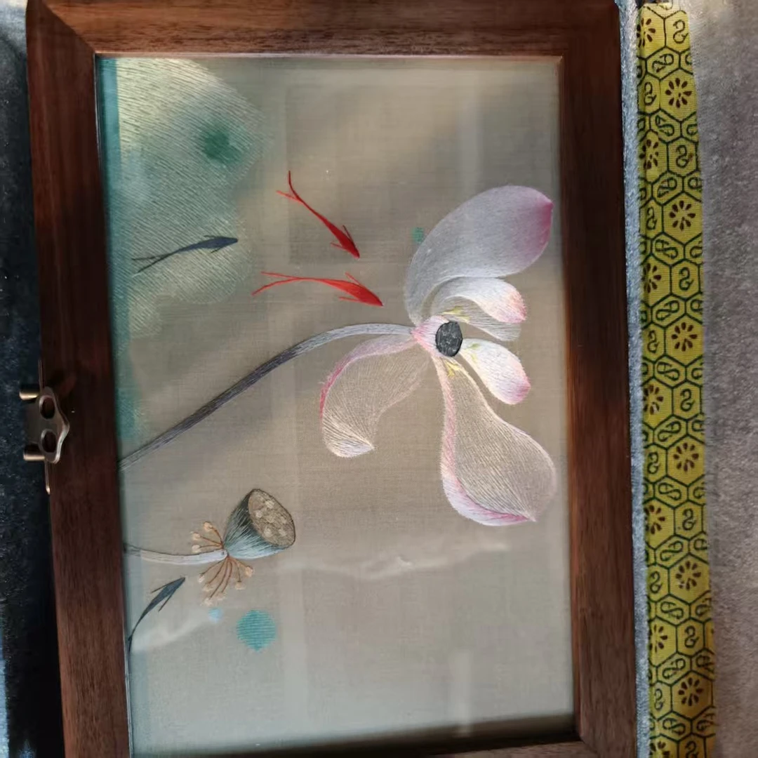 【桂花鱼】非遗苏绣纯手工桂花红头鱼单层首饰盒