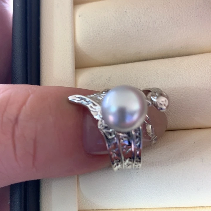 银S925镶嵌戒指海水珍珠