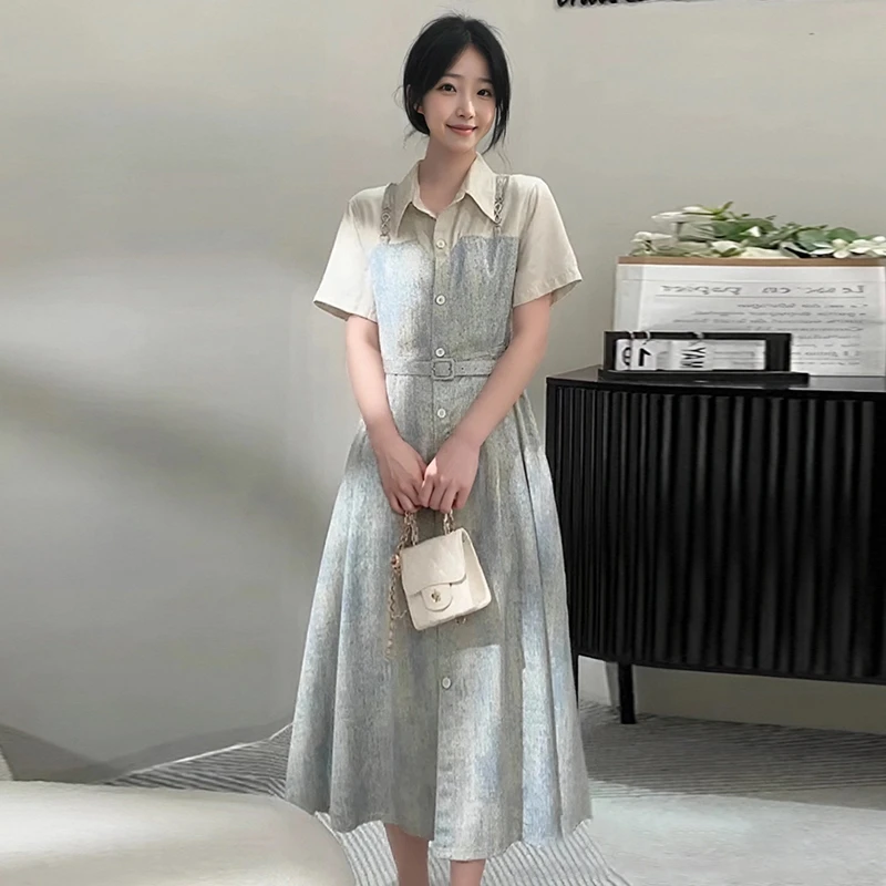 晕染衬衫连衣裙 89525019