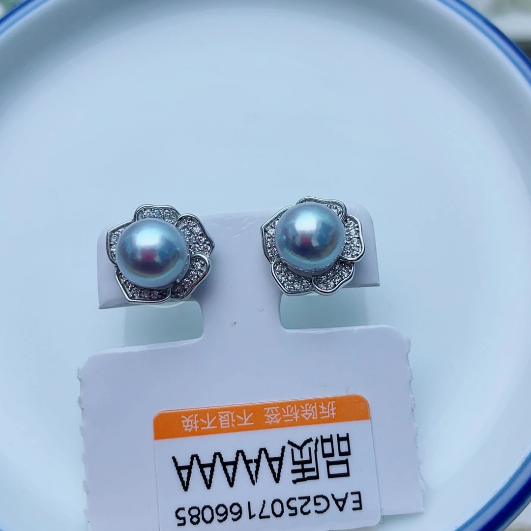 海水珍珠耳饰银S925镶嵌w45