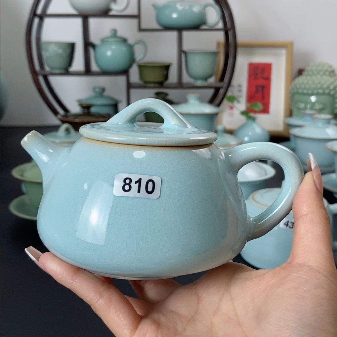 天青釉福利石瓢壶瑕810