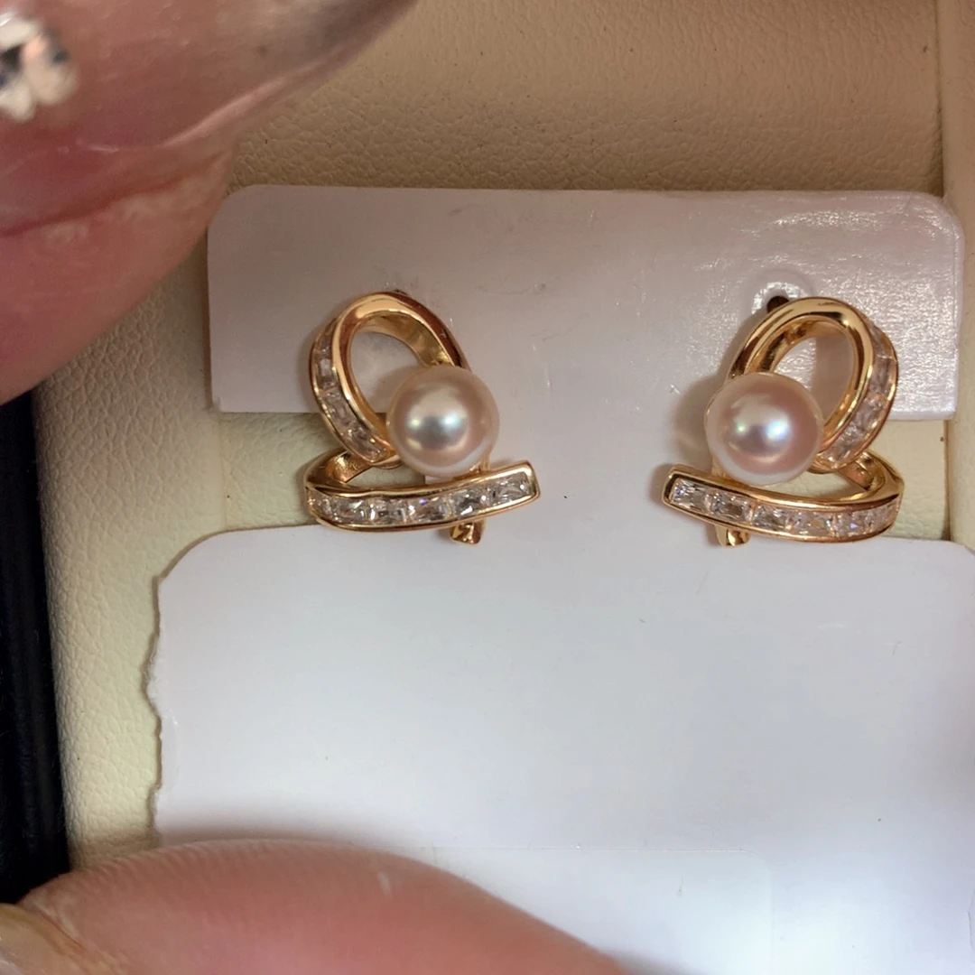 海水珍珠耳饰银S925镶嵌