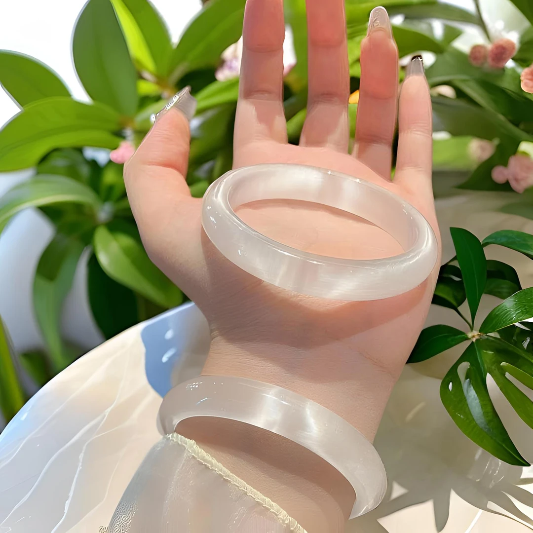 非金属玻璃手镯 厂家批发直播货源白月光猫眼石手镯抖音一件代发