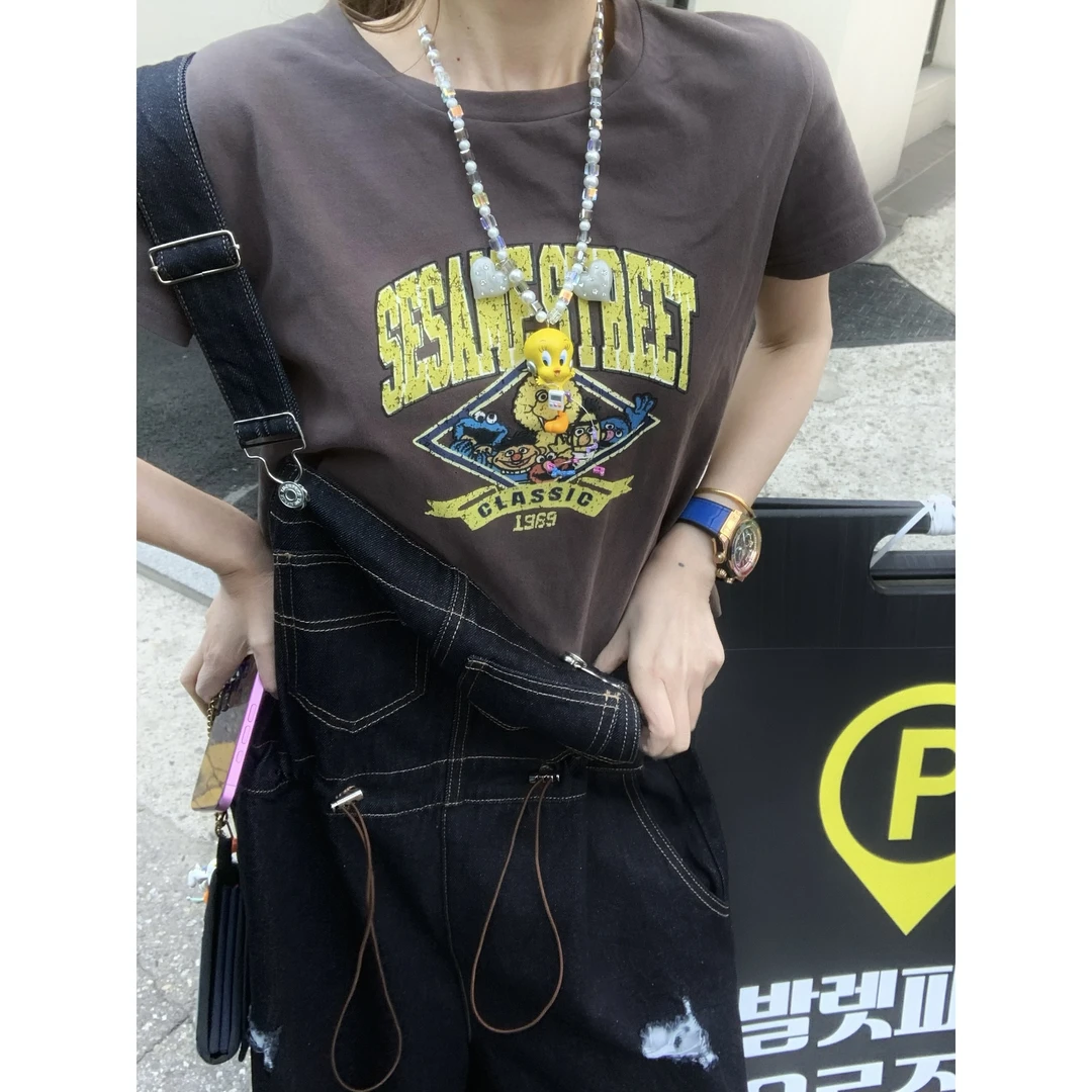 TG【陶格】卡通印花宽松百搭半袖上衣T恤TG25B2T1249